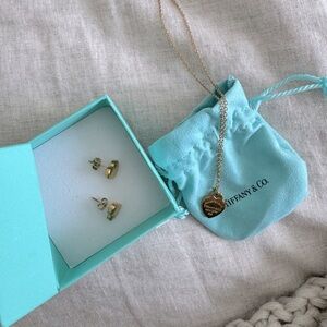 Tiffany & Co Duo Heart Studs and Necklace